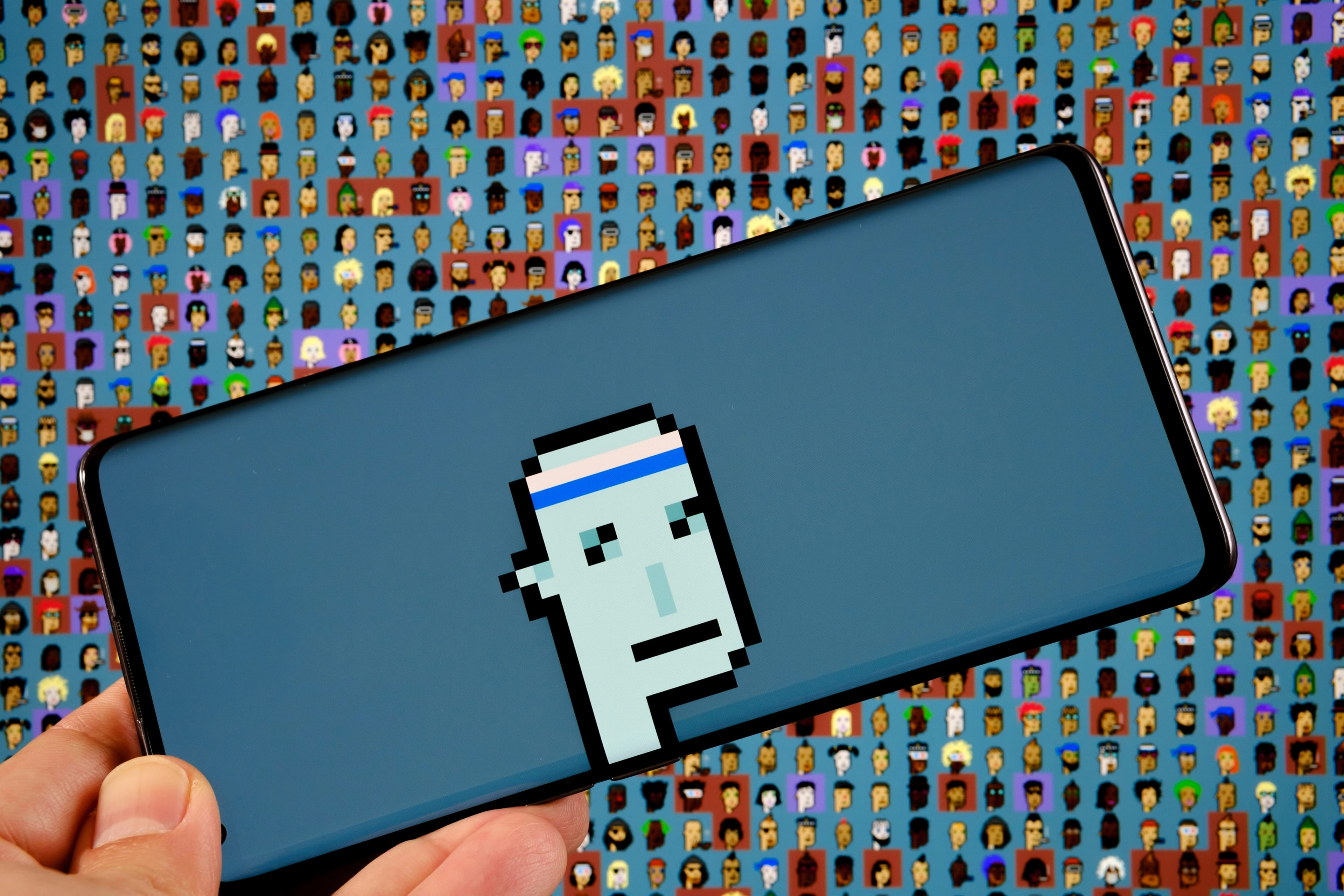 Cryptopunk,#3100,Nft,Pixel,Art,Seen,On,Smarphone,And,Part