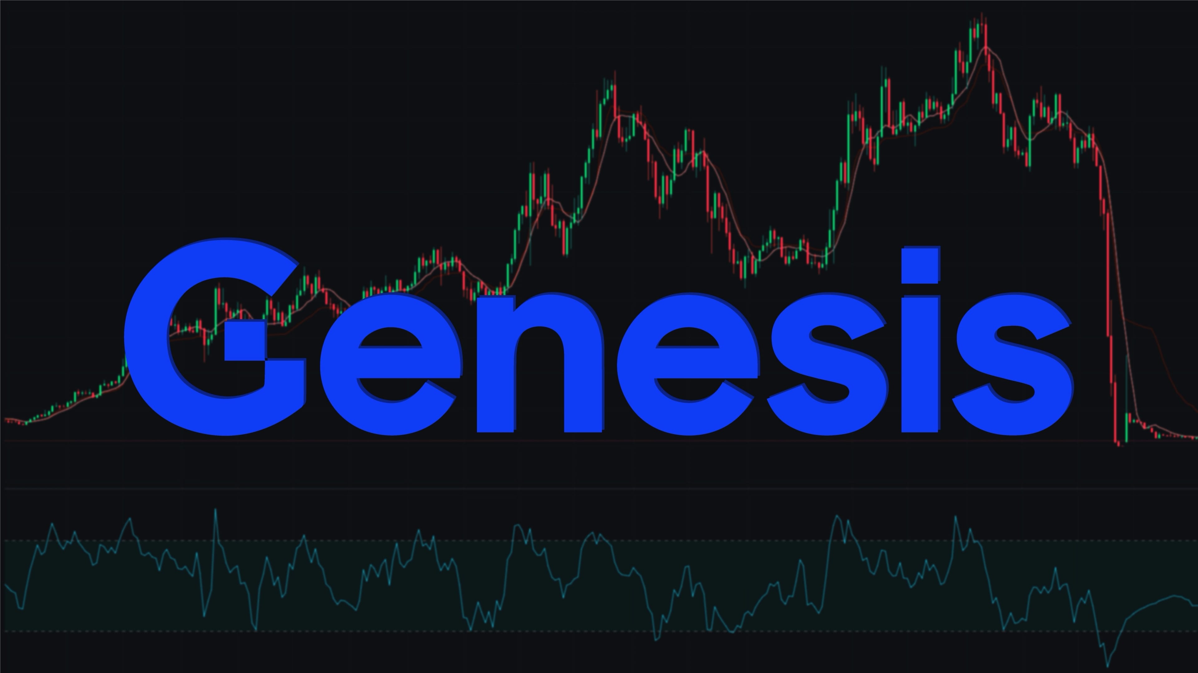 Blue,Crypto,Brand,Logo,Genesis,On,Dark,Background,With,Red