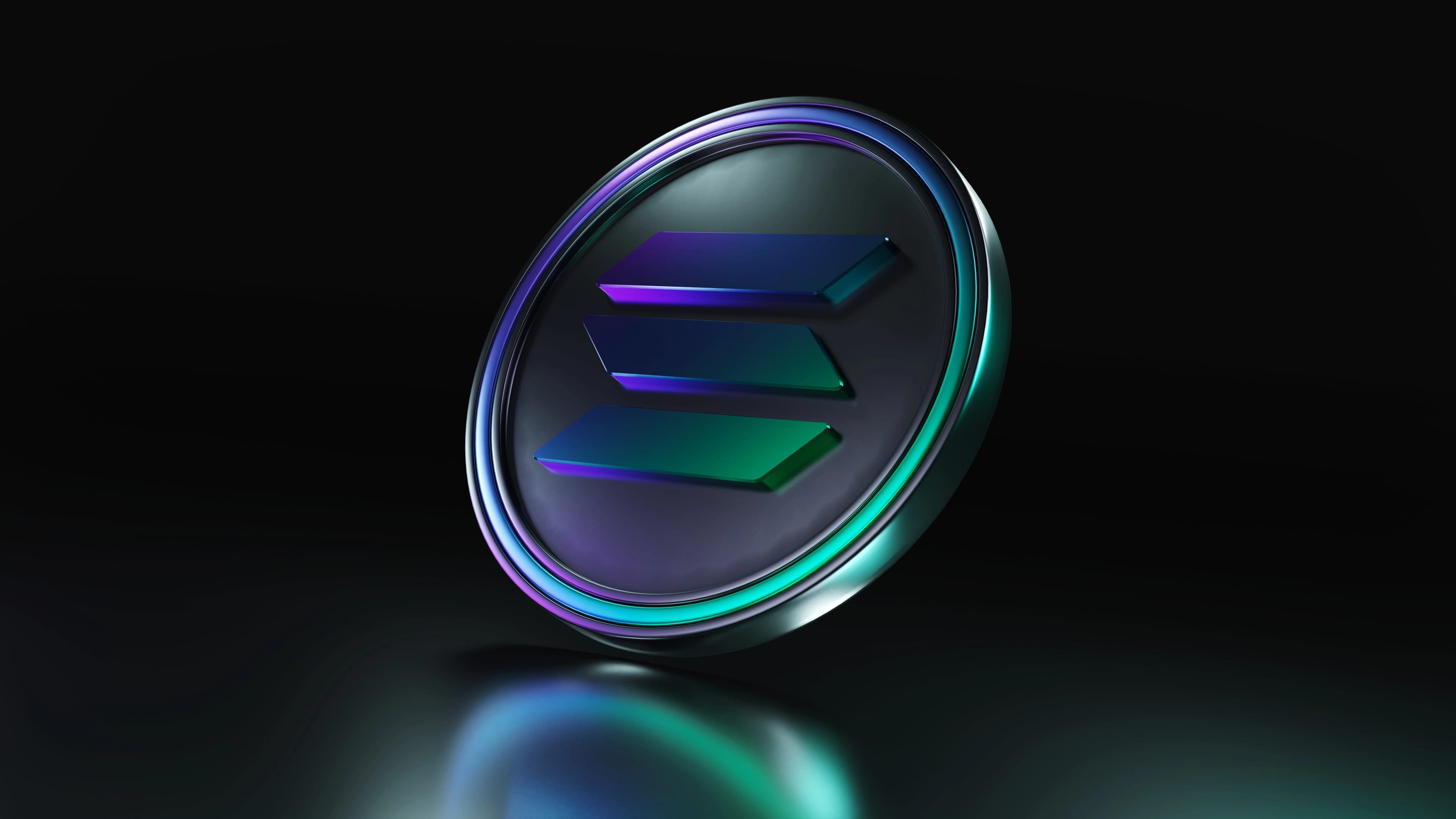 Solana,Logo,And,Coin.,3d,Render