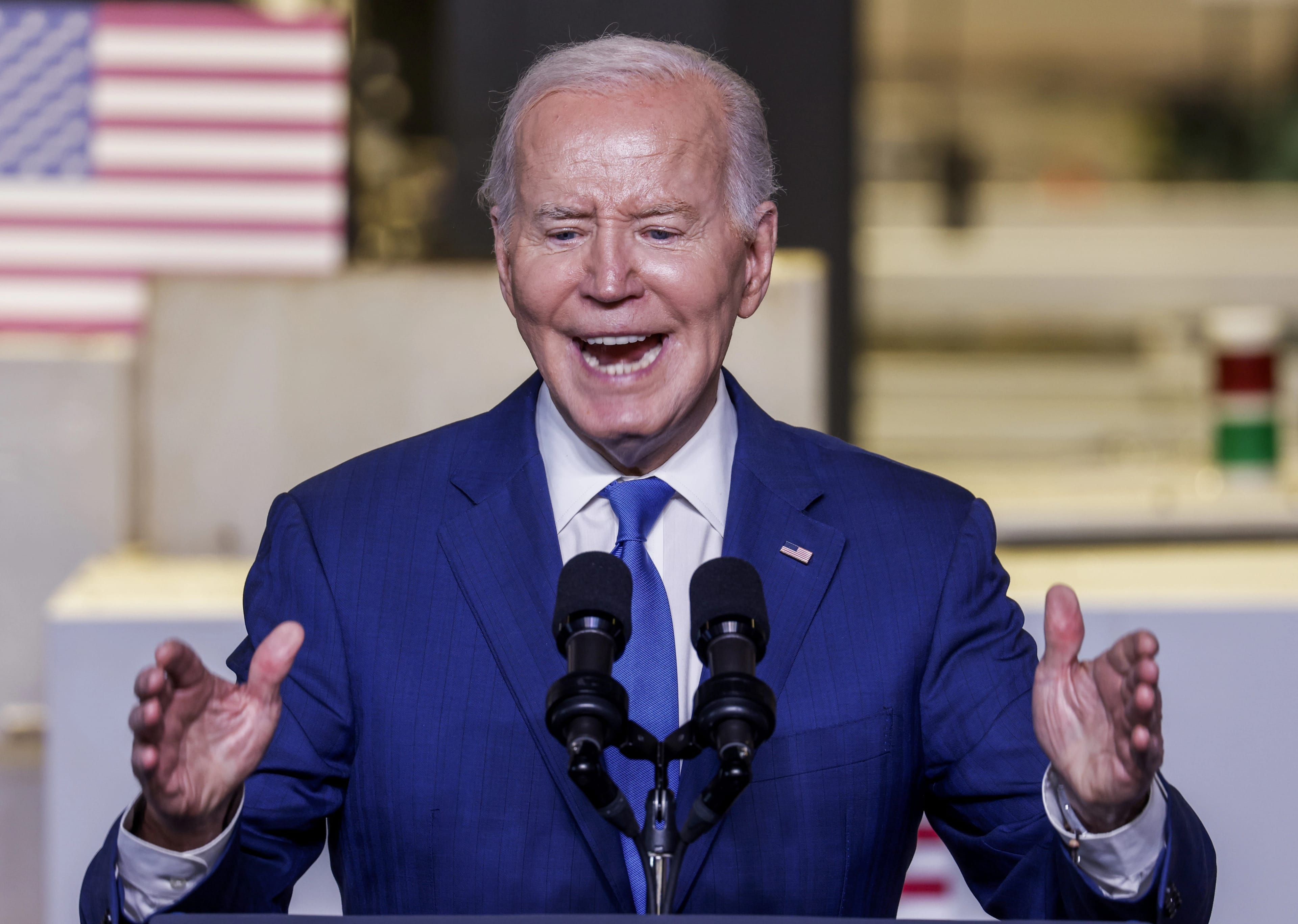 President Biden speaks in Sturtevant, Wisconsin, United States - 08 May 2024