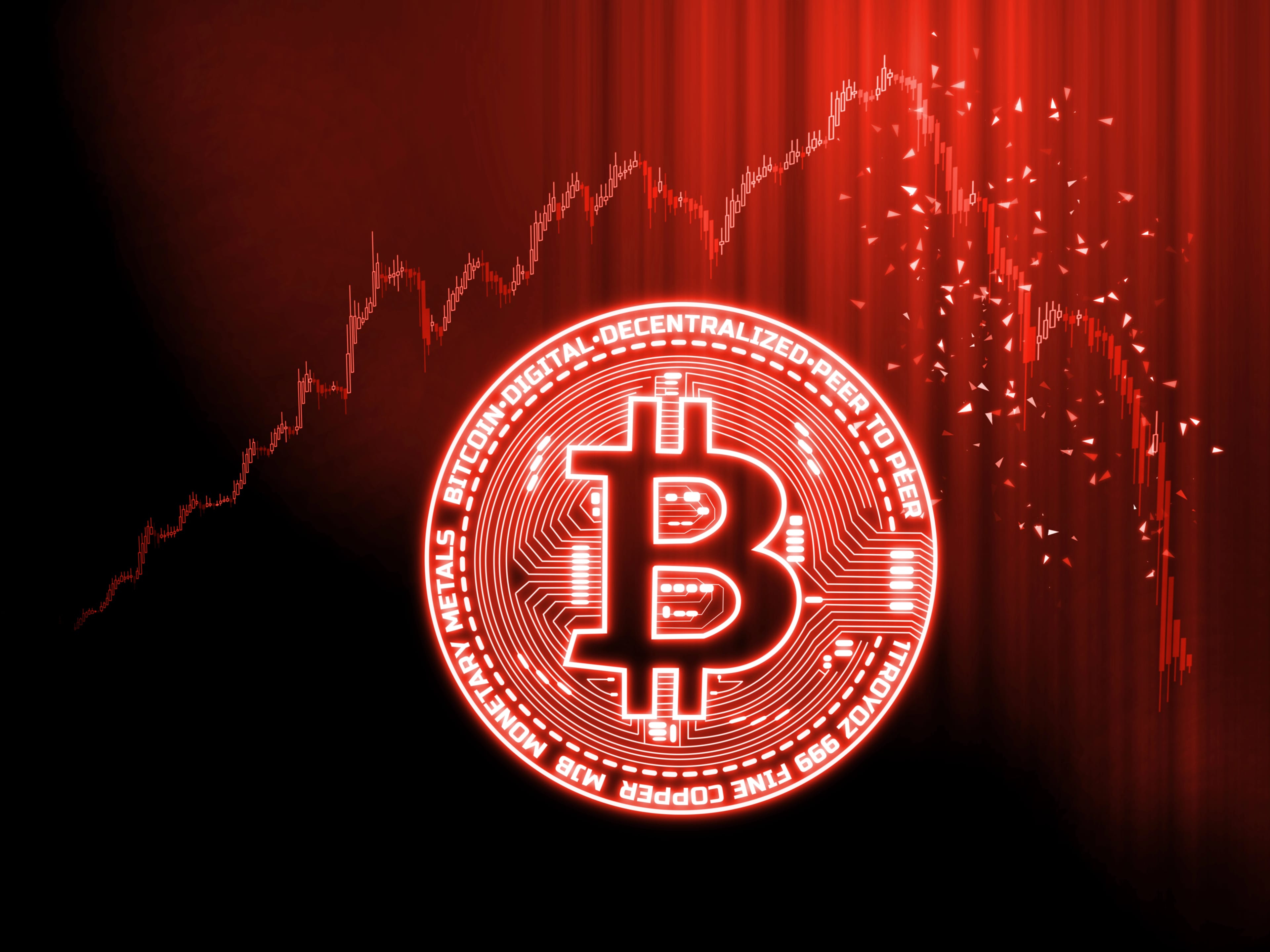 Crypto,Currencies,Market,Goes,Down,Concept.,Glowing,Bitcoin,(btc),On