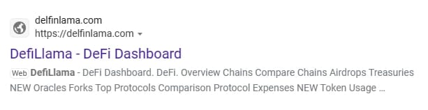 A Fake DefiLlama website on Google search