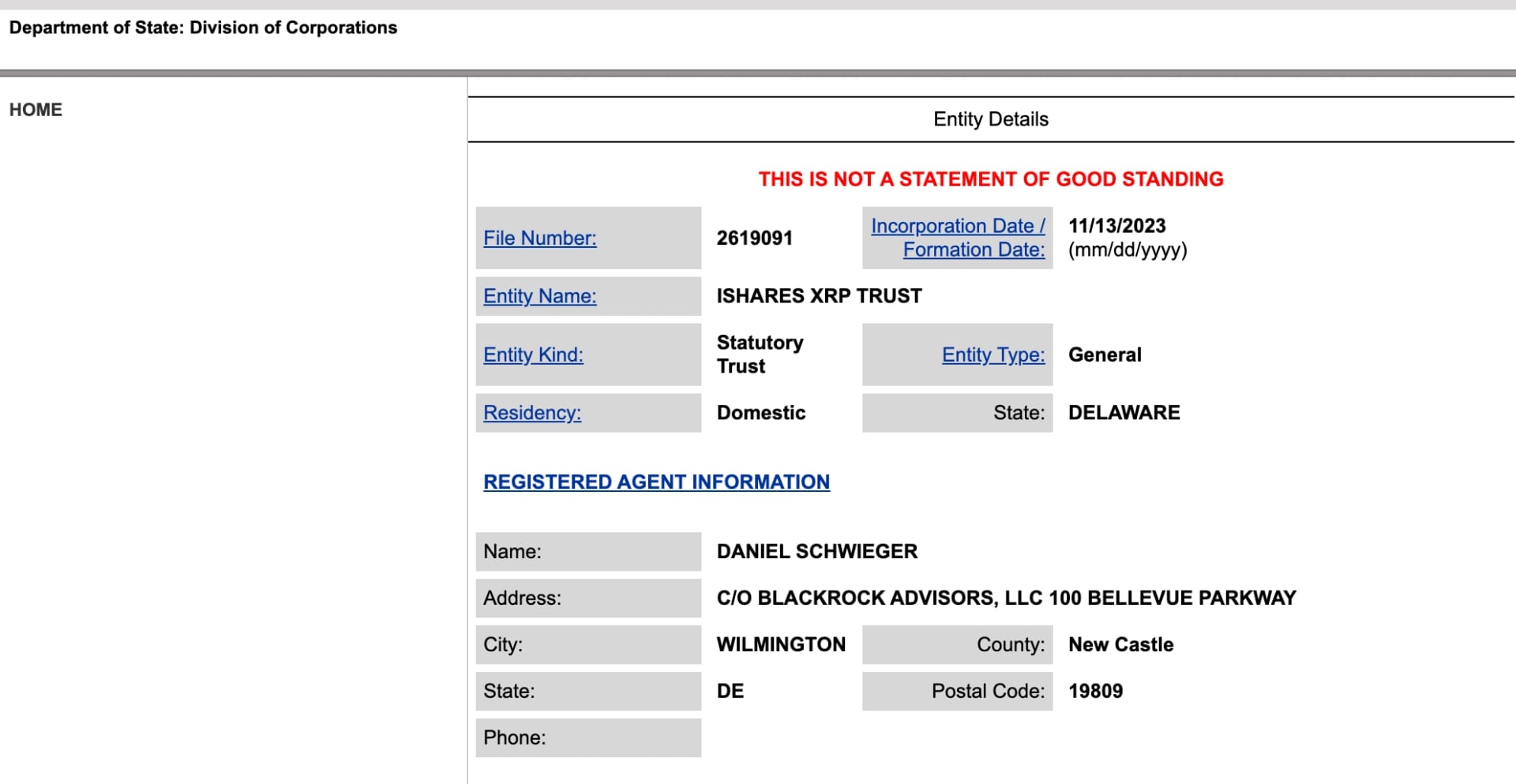 False BlackRock XRP ETF Filing