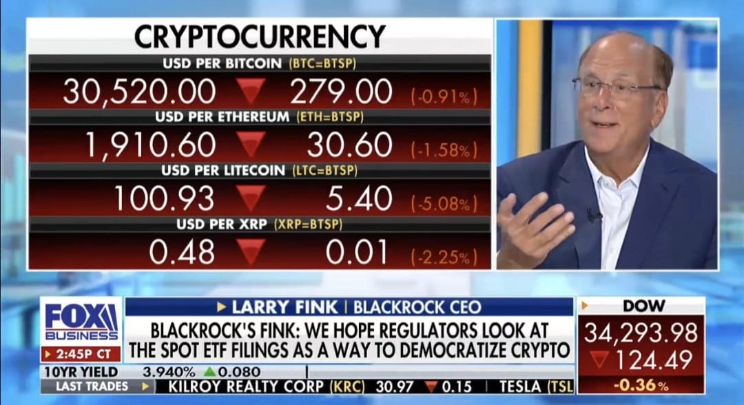 Larry Fink talks Bitcoin on Fox Business.